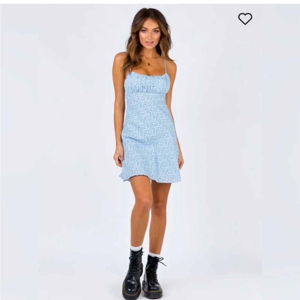 Princess Polly Light Blue Floral Mini Dress Womens Size 4